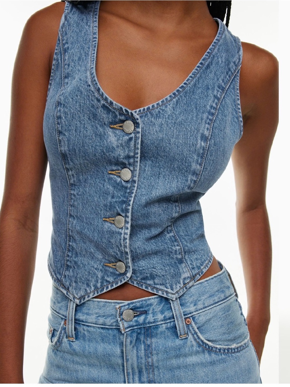 Denim Forum The '90s Mia Denim Vest in Smls Like Bleu Spirit NWT